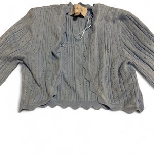 Light Blue Women's Open-Front Knit Cardigan Sweater
